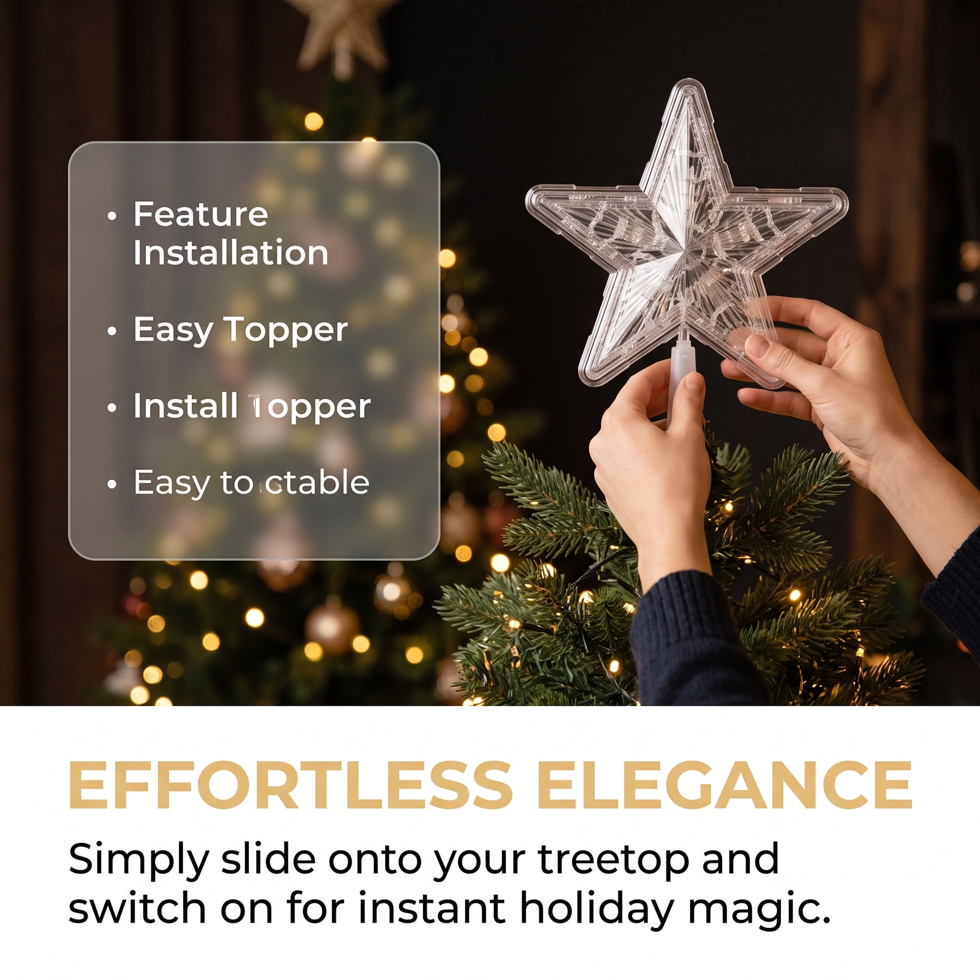 Unique Bargains Tree Finial Battery Operated Spring Mount Star Colorful Lights 7.9"