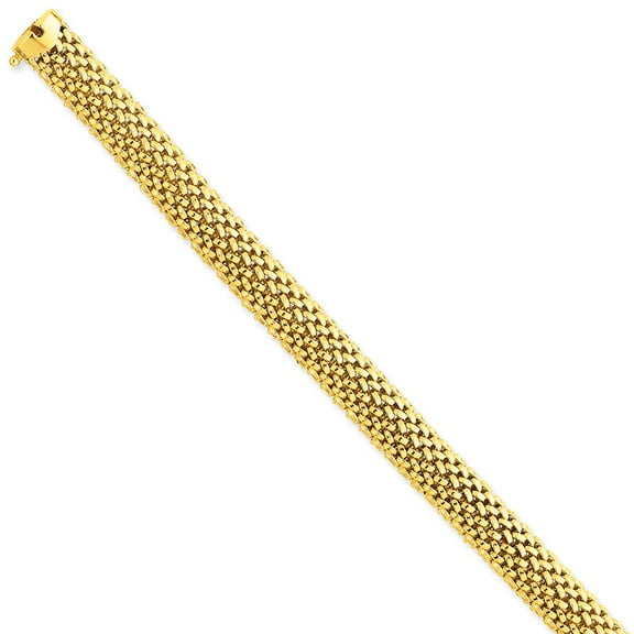 14K Yellow Gold bracelet Fancy Mesh 7.25 in 10 mm 7.25in 9.25mm Polished