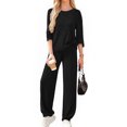 thumbnail image 5 of Wutalume Women's Cozy Home Wear 2-Piece Pajama Set, Comfortable Top and Relaxed Fit Pants, Soft Loungewear Outfit,Black XL, 5 of 6
