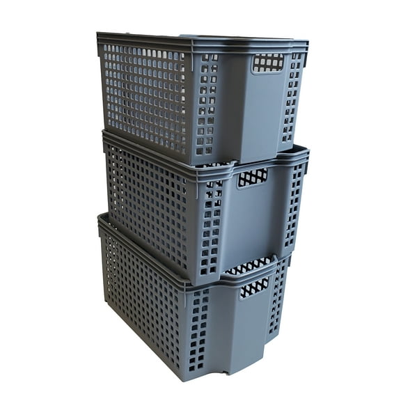 NEPA Market Stackable Turn-Around Storage Baskets 3 Pack - Pantry Baskets, Bins for Shelves, Organizer and Storage for Bathroom, Bedrooms, Kitchens and More - 10 3/4" X 7 1/2" X 5 3/4"