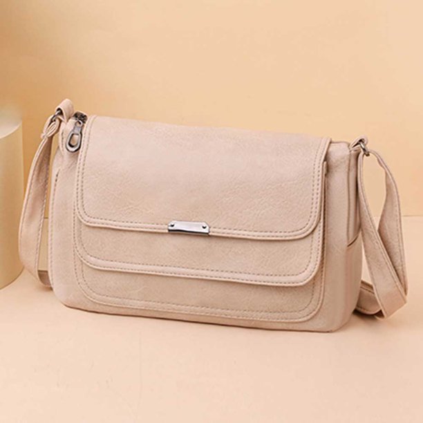 Bolso Mujer Cuero Messenger Casual Bolso Bandolera Trabajo Viaje Beige