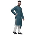 thumbnail image 4 of Atasi Kurta à Manches Longues Style Angrakha en Satin de Coton pour Hommes, Kurta Uni de Designer, 4 of 5