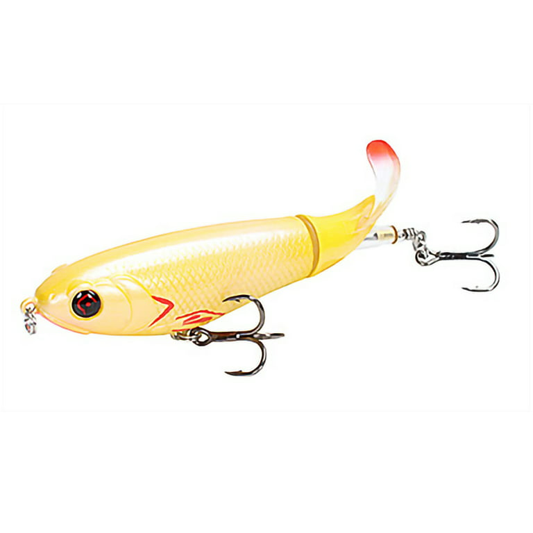 Whopper Popper Topwater Fishing Lure Artificial Hard Bait 3D Eyes Plopper  With Soft Rotating Tail Fishing Tackle 