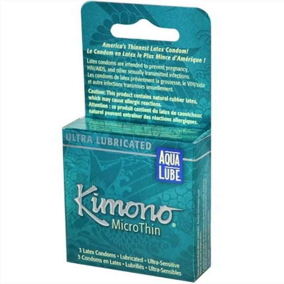 Kimono Micro Thin Aqua Lube Condom - Box of 3