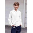 thumbnail image 7 of Arshiner Boys Long Sleeve Polo Shirt Performance School Uniform Pique Button Closure Shirt Black 11-12 Years 120 Off-white, 7 of 7