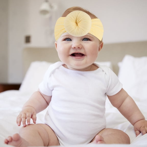 Luxshiny Yellow Donuts Head Wrap for Newborns and Infants Gentle on Skin