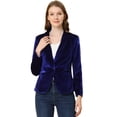 thumbnail image 1 of Chaqueta de terciopelo Allegra K para Mujer con Botones y cuello chal Azul real XL, 1 of 7