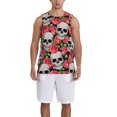 thumbnail image 4 of Gaeub Skull and Roses Men's Mesh Basketball Jersey, Quick-Drying Sleeveless Top S-4XL, Loose Muscle Tank Top -3X-Large, 4 of 9