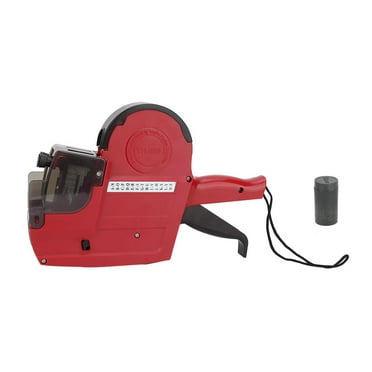 Portable & Durable Labeling Solution Red ABS Dual-Line Price Tag Gun with High-Quality Replaceable Ink Wheel