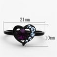 thumbnail image 2 of IP Black(Ion Plating) Stainless Steel Ring with Top Grade Crystal in Amethyst for Women Amethyst Stone Color Style TK1300 Size 5, 2 of 4