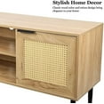 MQLIFEBOOM Rattan TV Stand Mid Century Media Console with Storages and