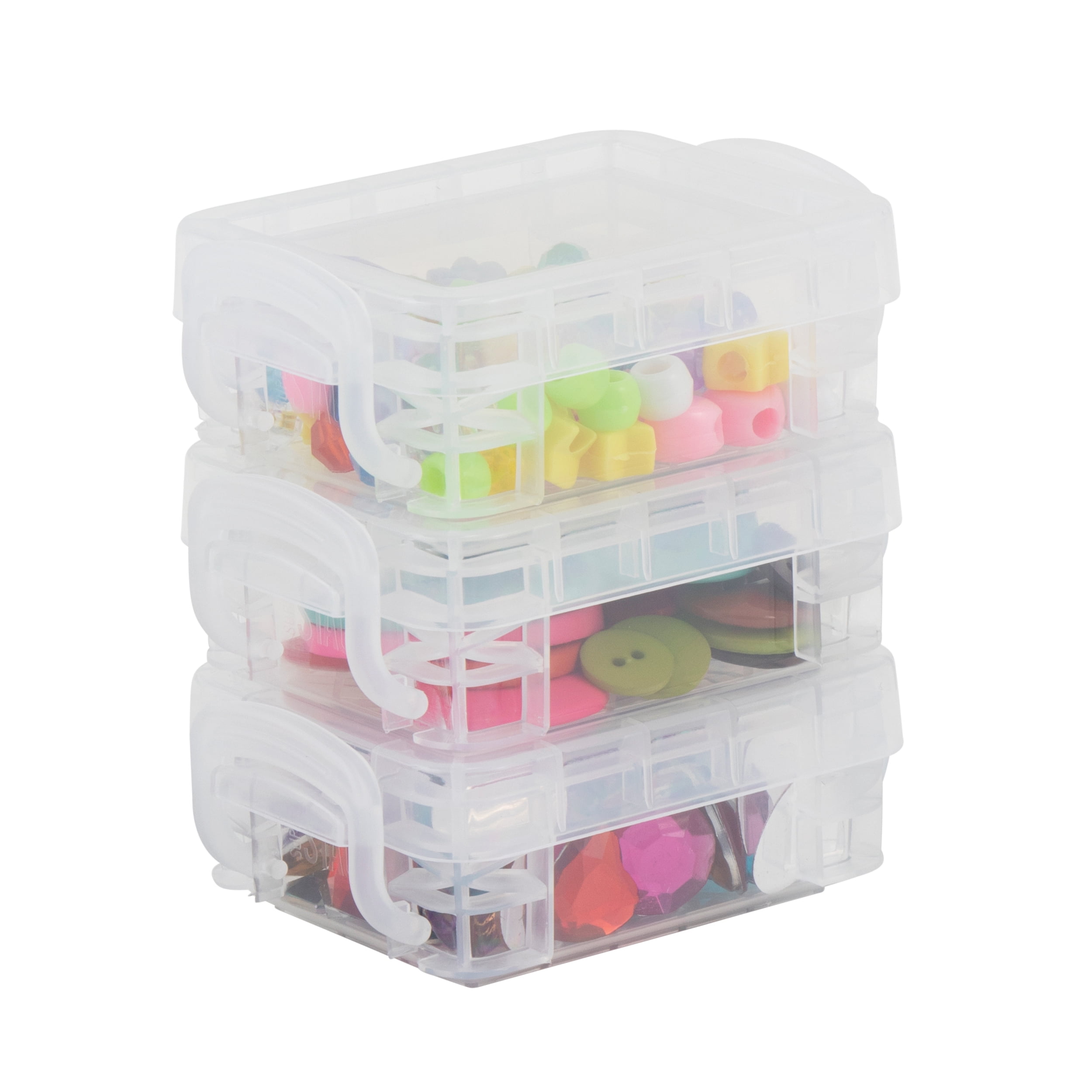 Super Stacker 3 Sheets (36 total) Clear  Bitty Boxes - Stackable Storage Containers for Craft Supplies and Office Supplies - Bulk 12 Pack