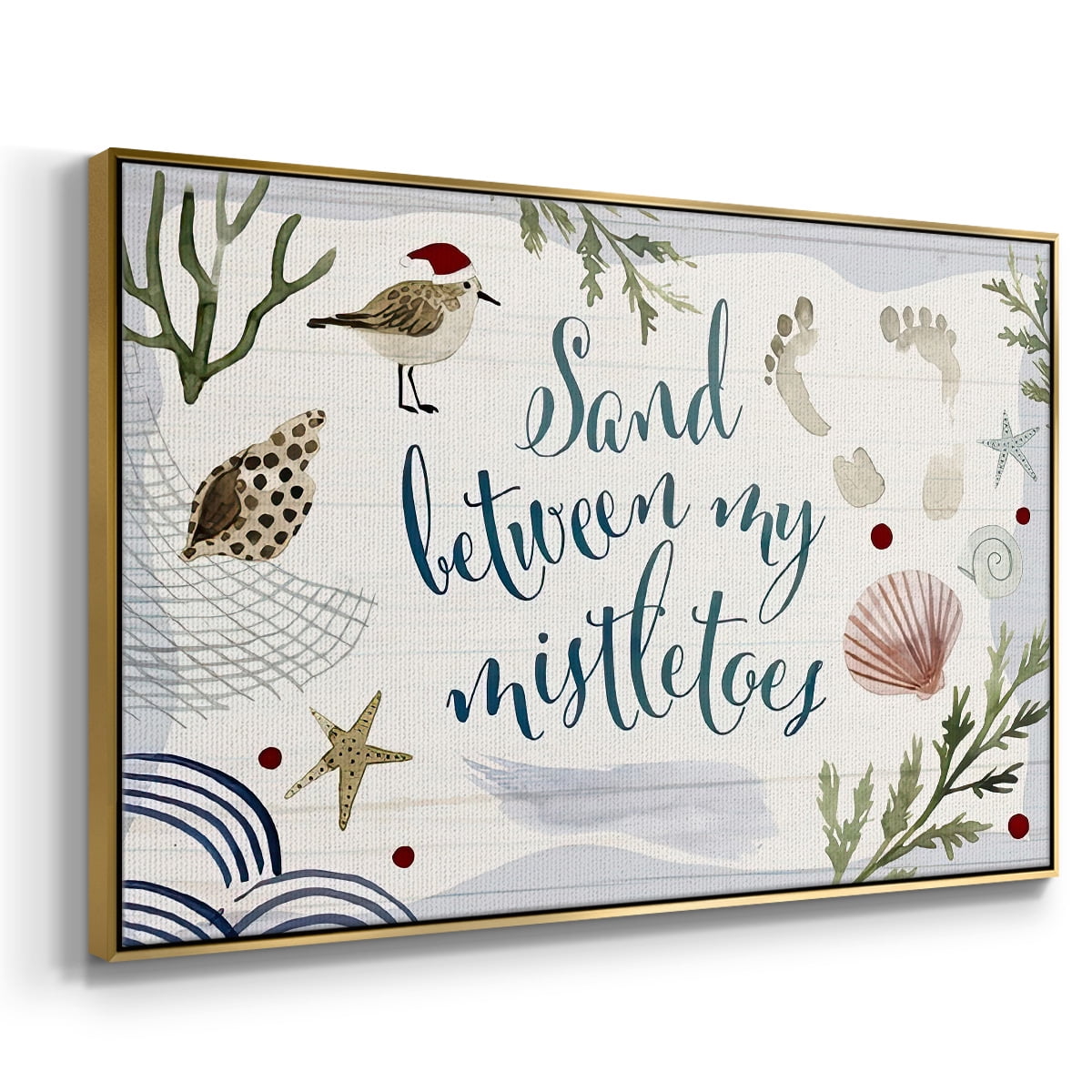 Sun-kissed Christmas Collection A - Framed Gallery Wrapped Holiday Canvas - 27 x 41 - Gold Frame