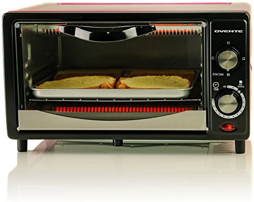 Ovente Countertop Toaster Oven with Timer 800-Watts 10-Liter Capacity Includes Removable Baking Pan/Drip Tray, Pink (TO5810P)