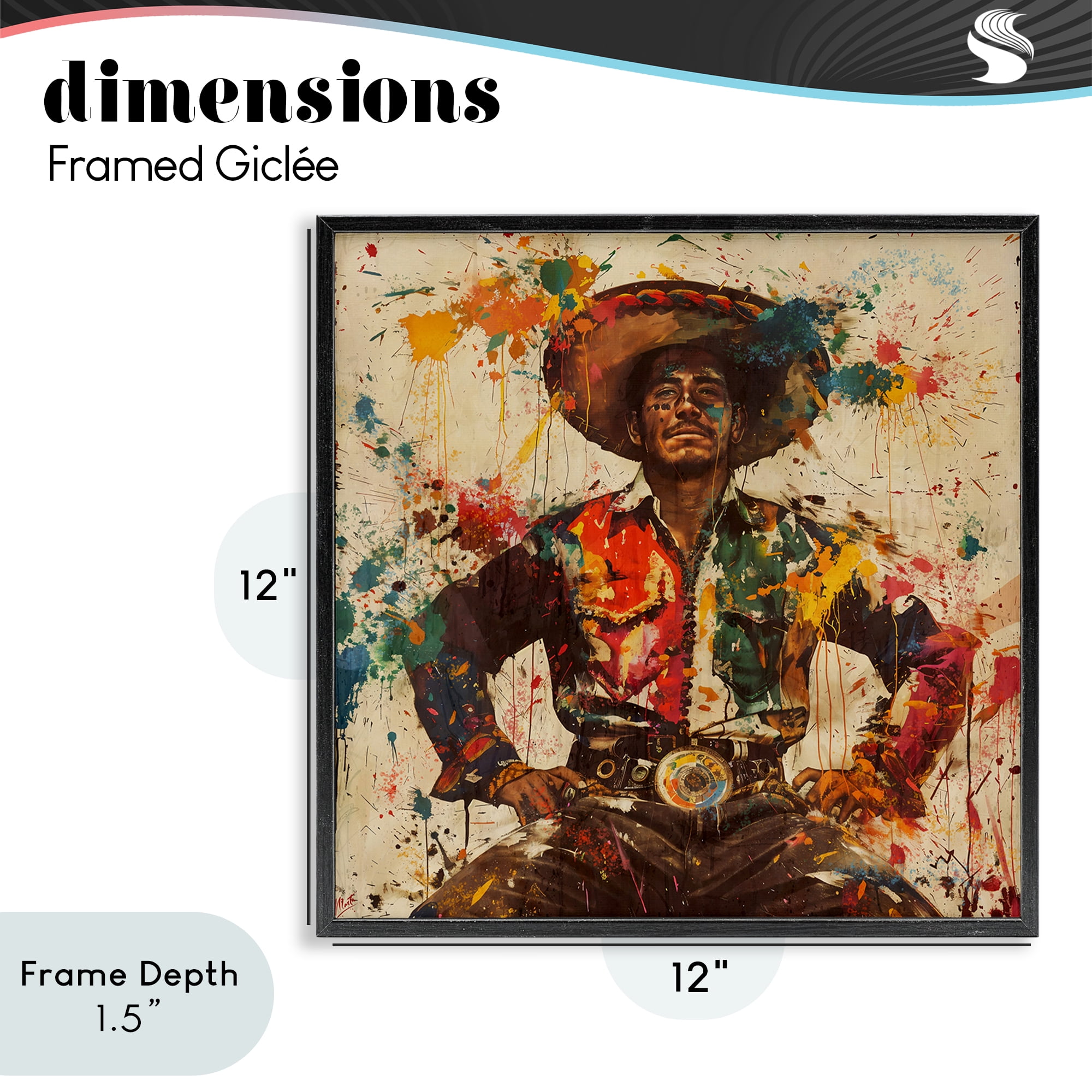 Stupell Industries El Mexicano with Paint Splatters Black Framed Giclee Art, design by Marta Wiley