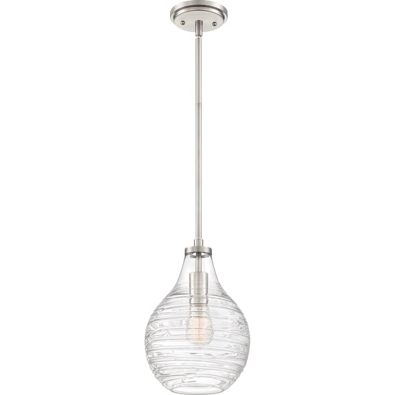 Quoizel Lighting Genie - One Light Mini Pendant, Brushed Nickel Finish with Clear Glass