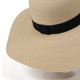 thumbnail image 5 of Cutuoiiu Women Summer Oversized Floppy Woven Straw Sun Hat Solid Color Simple Black Ribbon Band Hidden Drawstring Foldable UV Protection Hat for Beach Vacation Outdoor Travel, 5 of 6
