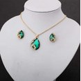 thumbnail image 2 of destyer Vintage Rhinestone Necklace Earrings Ring Jewelry Sets Crystal Water Drop Pendant, Green, 2 of 9