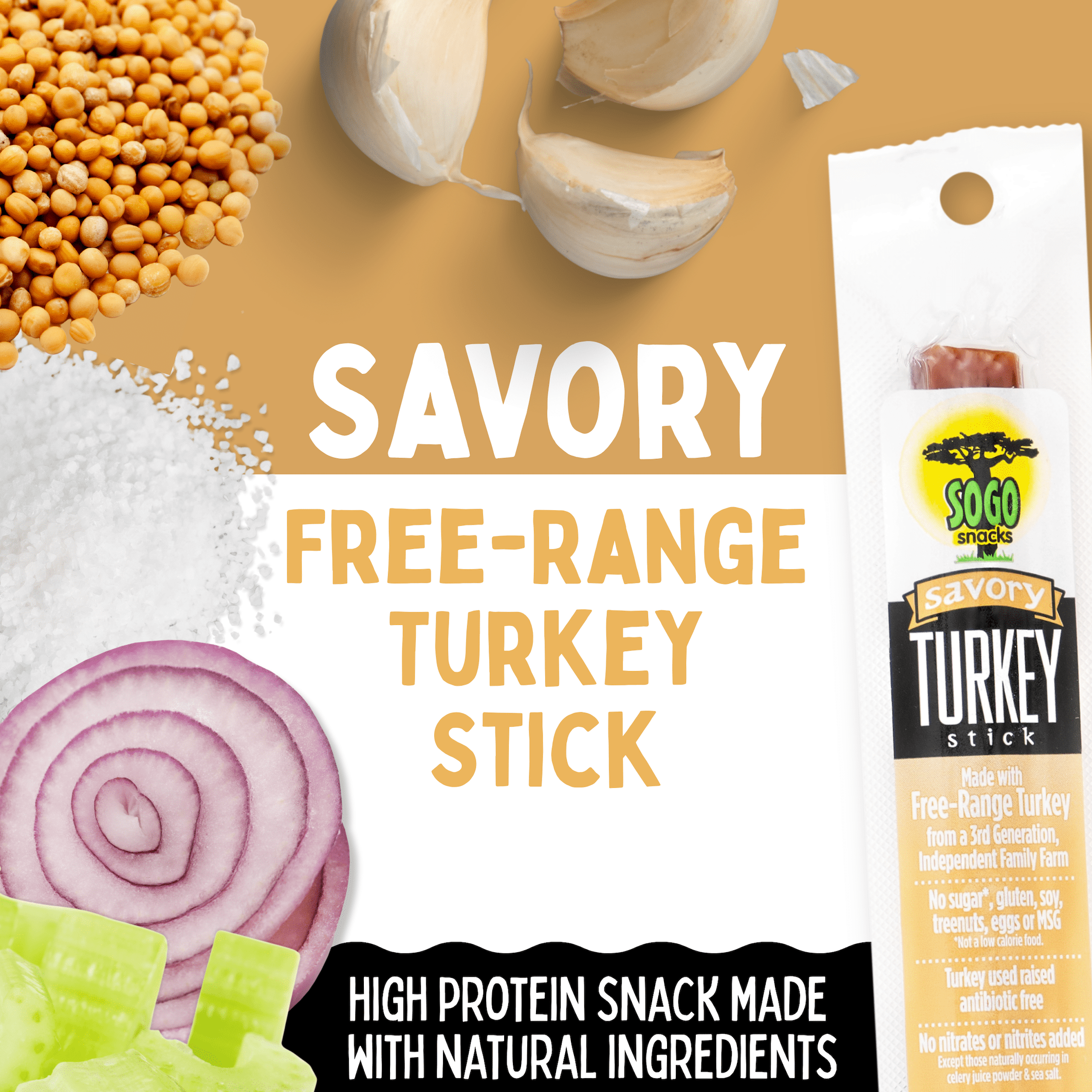 Sogo Snacks Savory Turkey Jerky Sticks Ketogenic No Sugar Low Carb Smoked Free Range 24 Count