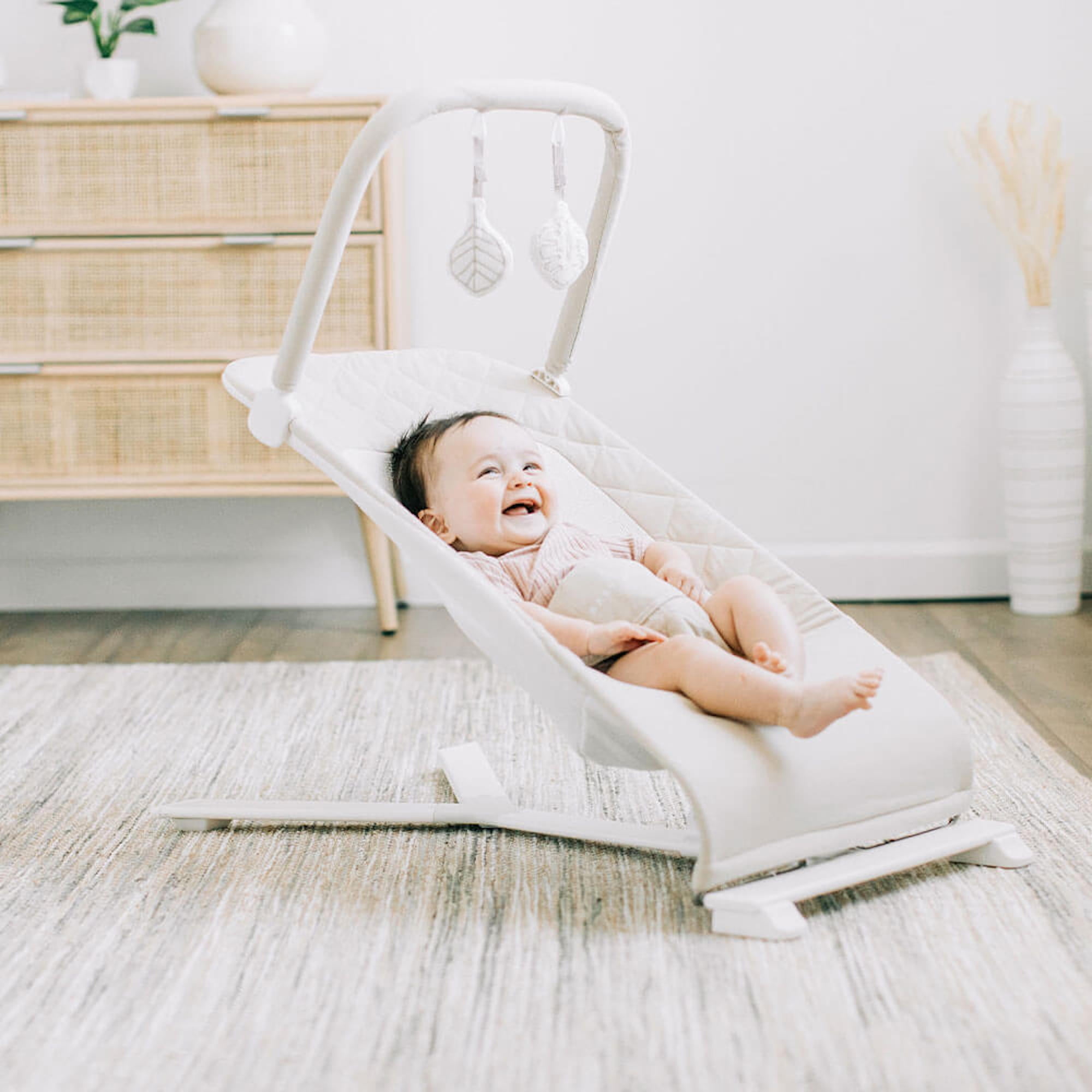 Baby Delight Alpine Organic Deluxe Portable Bouncer, Lightweight, Travel-Ready & Adjustable Recline, Organic Oat