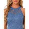 thumbnail image 5 of DARING DIVA Lace Halter Neck Sleeveless Bodycon Cocktail Sheath Dress M Grey Blue, 5 of 6