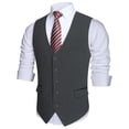 thumbnail image 4 of HISDERN Men's Suit Vest Lightweight Slim Fit Dress Vests Formal Waistcoat for Gentleman Dark Grey, 4 of 8