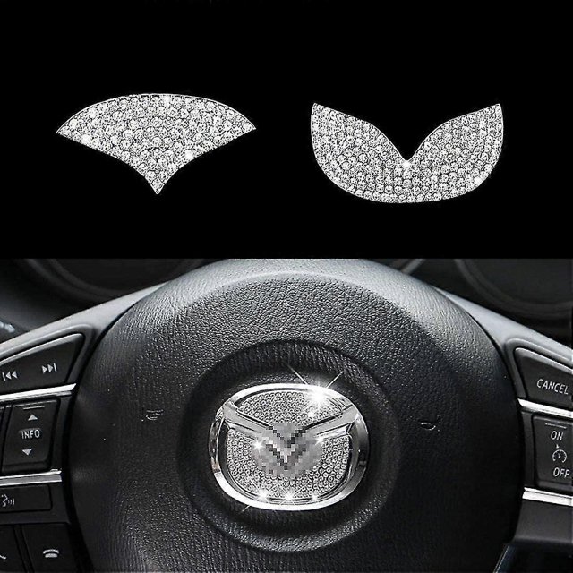 Steering wheel logo sticker, Bling Bling car steering wheel decoration diamond sticker suitable for Mazda, DIY car steering wheel logo