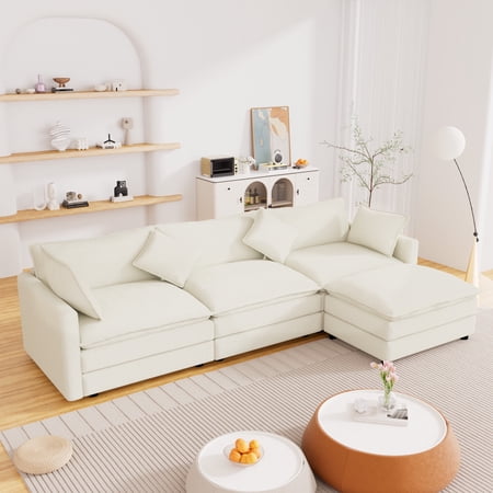 Muumblus Sectional Sofa Cloud Couch with Reversible Ottoman