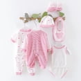thumbnail image 4 of Emitonse 0-3 Months Baby Girl Clothes Winter 8PCS Newborn Baby Boy Girl Tops+Hat+Pants +Bib+Sock Shose+Romper Outfits Set Girls Fashion Size One Size,Pink, 4 of 4