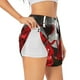 thumbnail image 1 of Balery Red Wine Rose Pantalones cortos deportivos para mujer con forro y dos bolsillos, elásticos, para entrenamiento, gimnasio, yoga-Small, 1 of 7