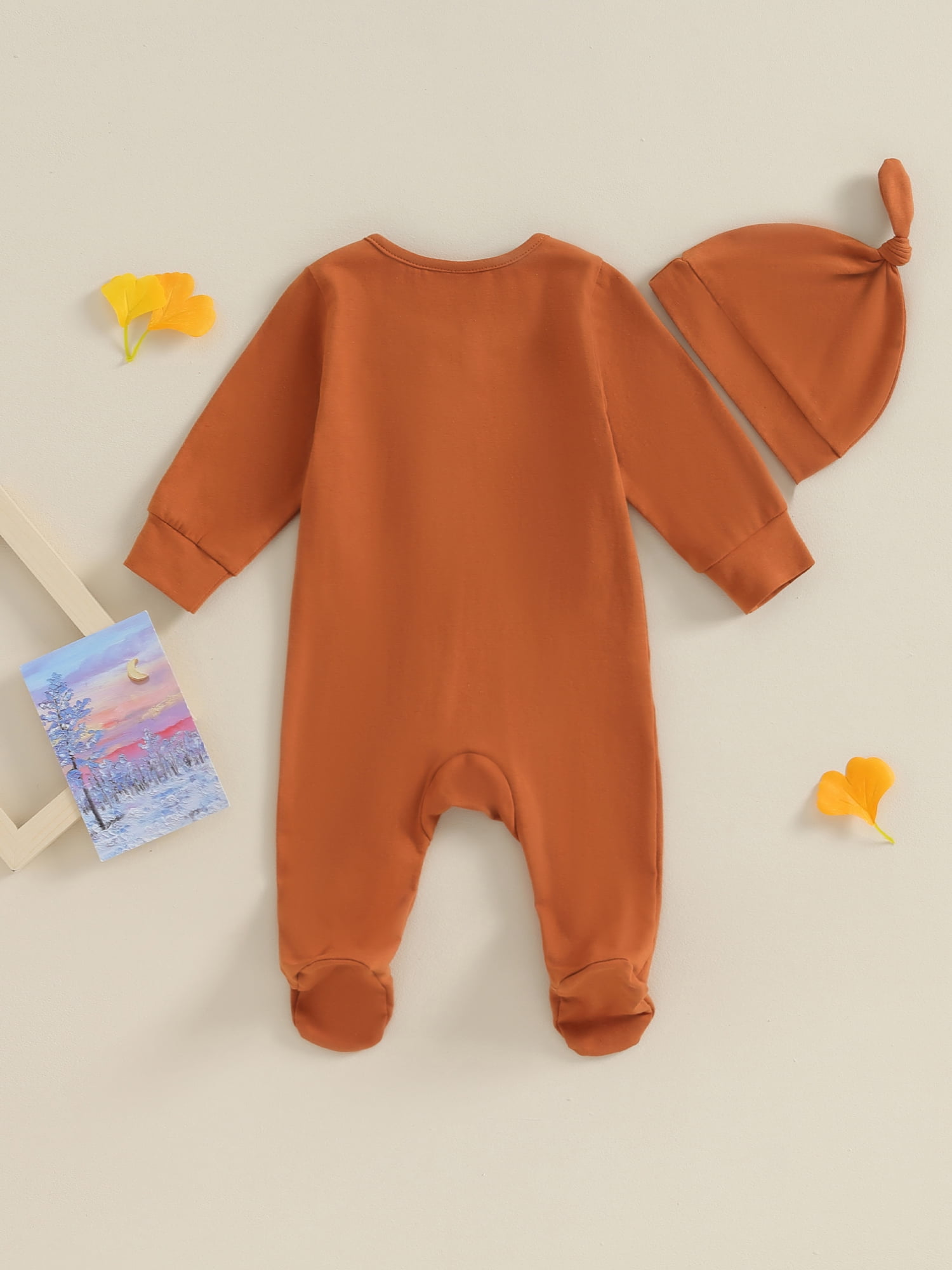 GXFC Preemie Boys Girls Fall Clothes 3M 6M Newborn Boys Long Sleeve Zipper One Piece Jumpsuits Bodysuit with Hat Outfits Autumn Clothing for Infant Boys