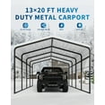 thumbnail image 4 of 13'x21' Heavy-Duty Metal Carport, Outdoor Metal Carport Kit, Extended Side Canopy and Corner Support Poles, Large Sturdy Carport Garage for Cars, Boats, Tractors, 4 of 7
