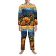 thumbnail image 3 of Hirioo Sunset Sky Sunflower for Men's Pajama Sets 2 Piece Pjs Men's Long-Sleeved Pajama Set Button Down Sleepwear,S-XXL-Medium, 3 of 7