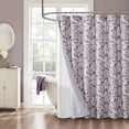 thumbnail image 6 of Mainstays 14 Piece Purple Floral Shower Curtain Set – 72" x 72" Faux Linen Fabric, Waterproof PEVA Liner & Metal Hooks, Machine Washable, 6 of 13