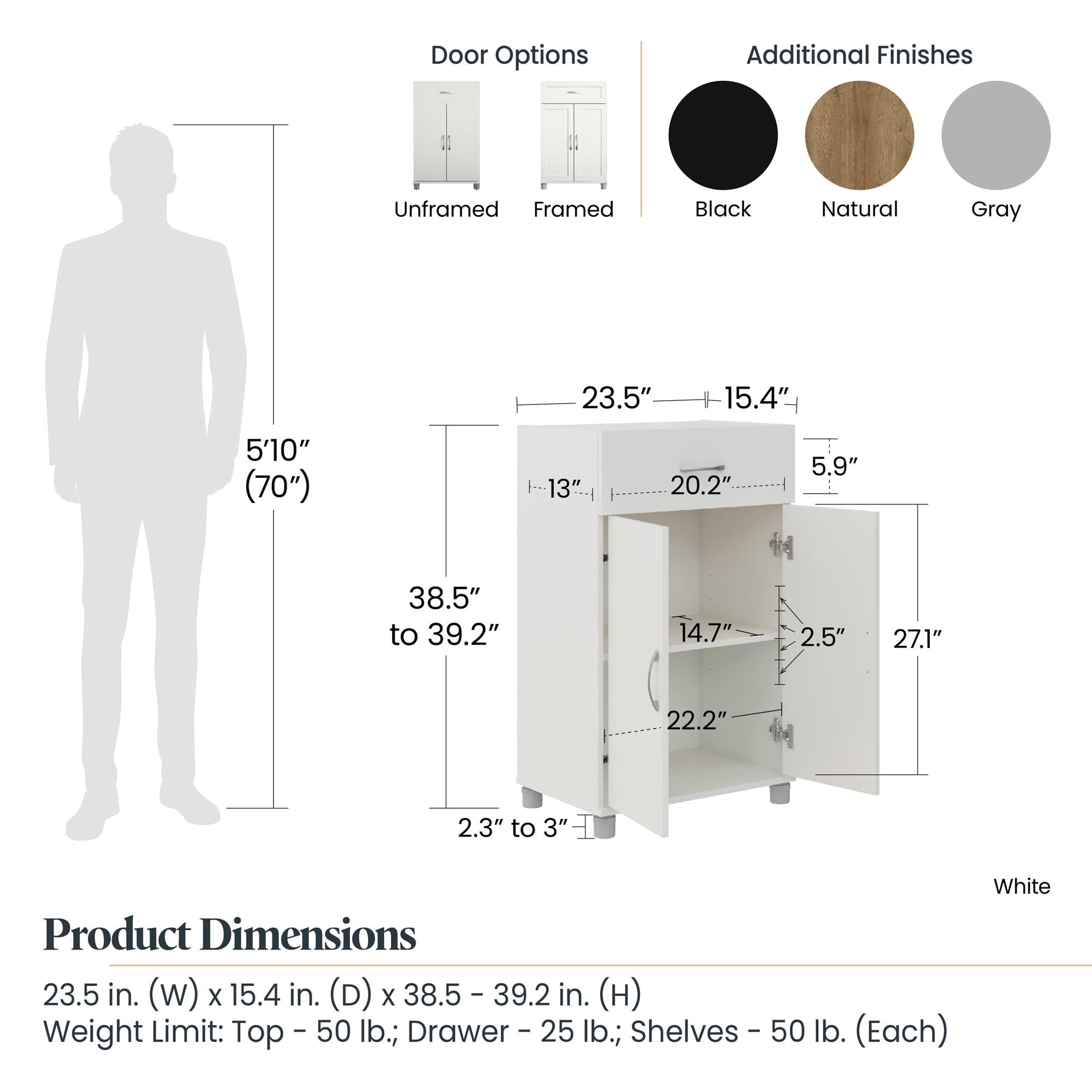 Systembuild Evolution Lory Framed 2 Door/1 Drawer Base Cabinet, Natural