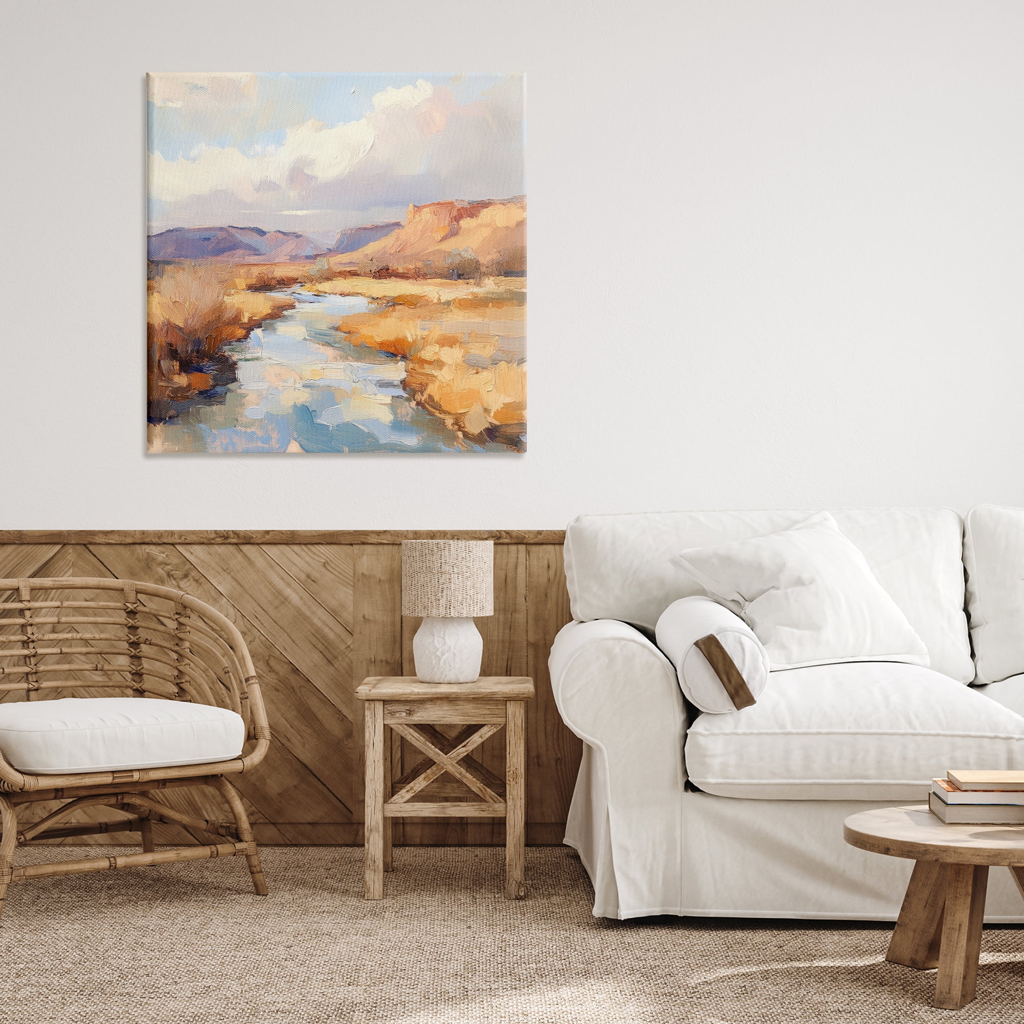 Stupell Industries Plateau River Evening Glow Canvas Wall Art, design by Petal Prints Design