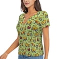 thumbnail image 2 of Zufioo Cute Tractor for Women's Deep V-neck Short-sleeved T-shirt, Top with Short Sleeves - with Stainless Steel Buckle, Moisture Wicking, Ideal Home Wear-Small, 2 of 9