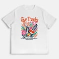 thumbnail image 2 of Psalm 107:1 Scripture Print T-Shirts "Give Thanks to the Lord" Thanksgiving Church Graphic Tees Apparel Casual Short Sleeve Tops White,2XL, 2 of 7