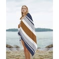 thumbnail image 2 of Modern Brown Blue Beach Towels Oversized Super Absorbent, Boho Contemporary Geometric Striped Lightweight Bath Towel Quick Dry Sets For Bathroom/Pool/Rv Camping/Beach Play/Gym Room/Picnic 30"x60", 2 of 8