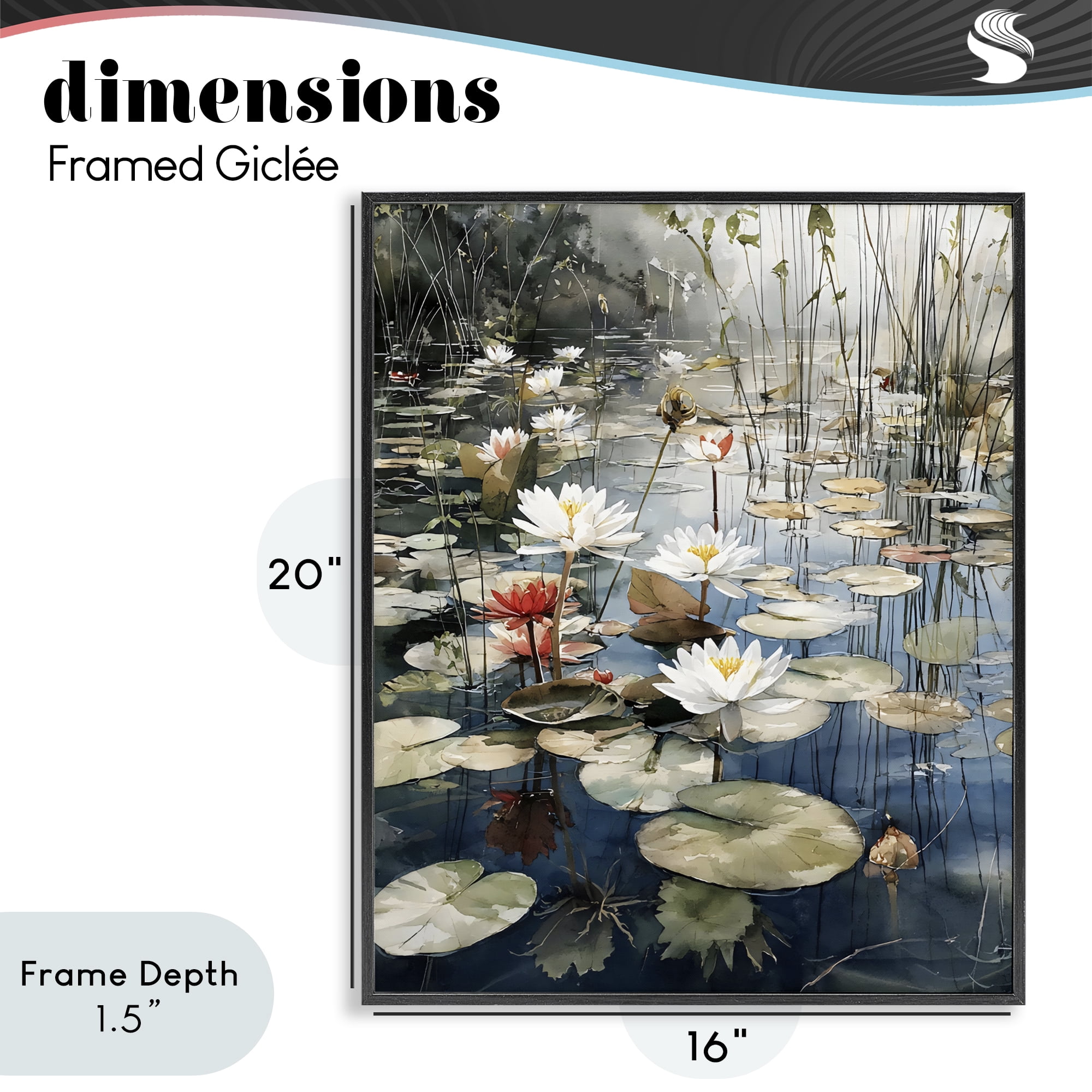 Stupell Industries Lily Wonder Pond Black Framed Giclee Art, design by Franklyn Gregory