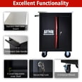 thumbnail image 3 of Black &amp; Red Steel Tool Cart - Double Door Garage Cabinet, 22" Mobile Storage with Locking Drawers &amp; Wheels, 3 of 19