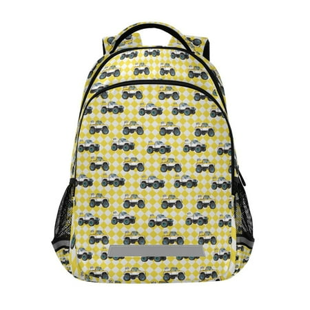 ALAZA Vehicle Car Checkered Backpack Elementary School Bag Bookbag Travel Rucksack