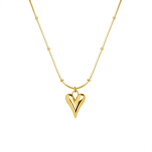 Puffy Heart Pendant Necklace for Women, 18K Gold/Silver/Rose Gold Plated Heart Locket Necklace, Tiny Cute Minimalist Danty Necklace Layered Jewelry