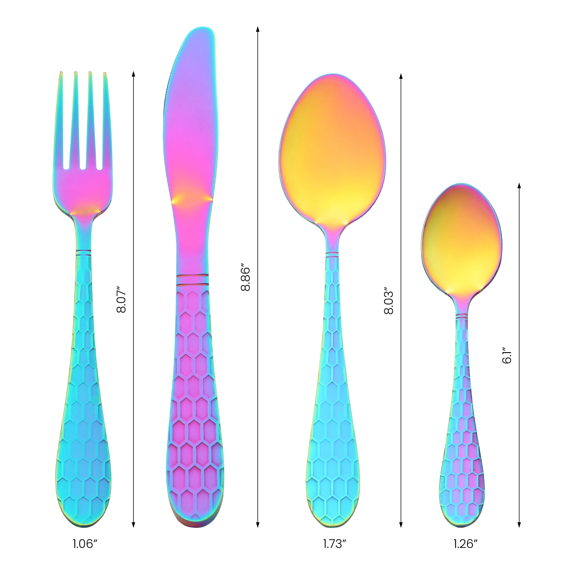 Unique Bargains 16 Pieces Stainless Steel Flatware Set Colorful