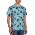 thumbnail image 4 of Yiaed Cute Dog Footprints Print Mens Short Sleeve Tight Fit T-Shirt, Crewneck Casual Tee-Small, 4 of 5
