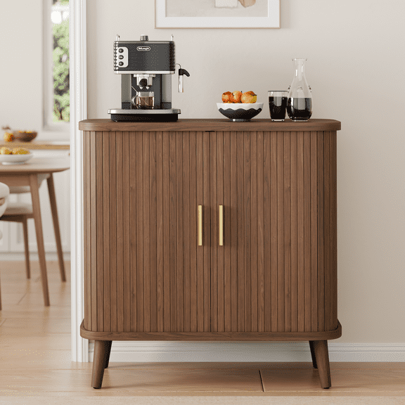 Aufeile Sideboard Buffet Cabinet, 31" Storage Cabinet with Adjustable Shelves for Kitchen, Dining Living Room, Entryway, Hallway, Walnut