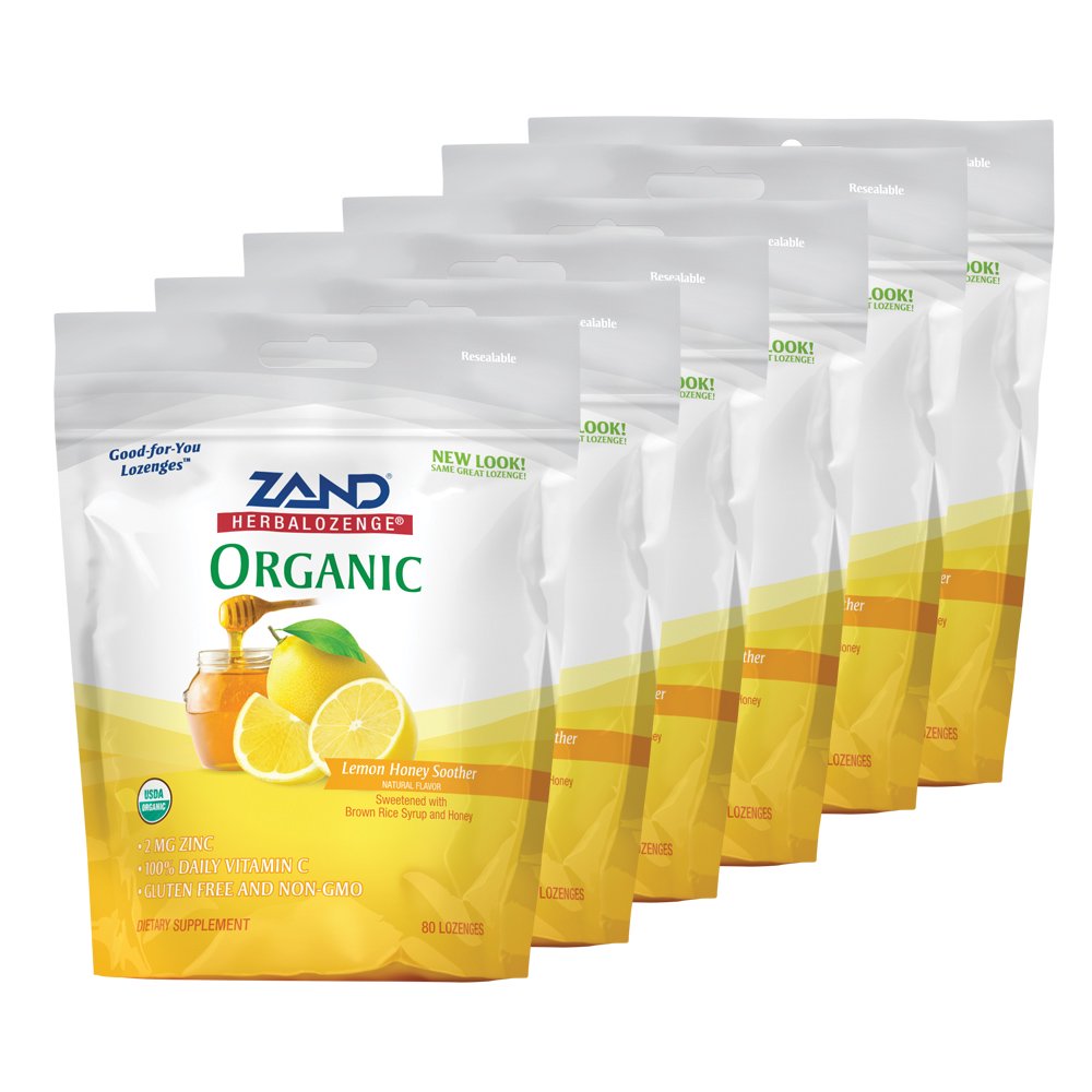 Zand HerbaLozenge Organic Lemon Honey Soother Throat Lozenges w/ Vit