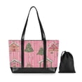 thumbnail image 7 of FORMRS Canvas Laptop Tote Bag for Women with 15.6" Computer Compartments Shoulder Handbag, Pink Gingerbread House, 7 of 7