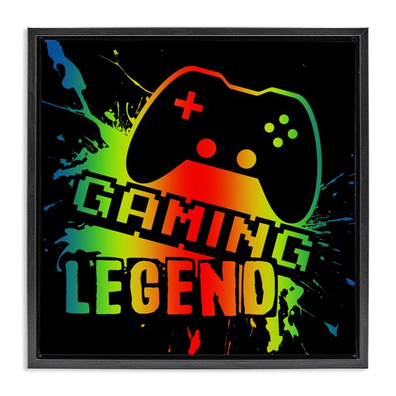Stupell Industries Contemporary Gradient Gaming Legend Black Floating Frame Canvas Art, 18 x 18, by Marcus Prime