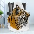 thumbnail image 4 of Tiger Soft Flannel Fleece Throw Blanket, Sketch Drawing of Bengal Royal Animal Carnivore Large Cat Vibrant Colors, Cozy Plush for Indoor and Outdoor Use, 70" x 90", Pale Brown Black, by Ambesonne, 4 of 5